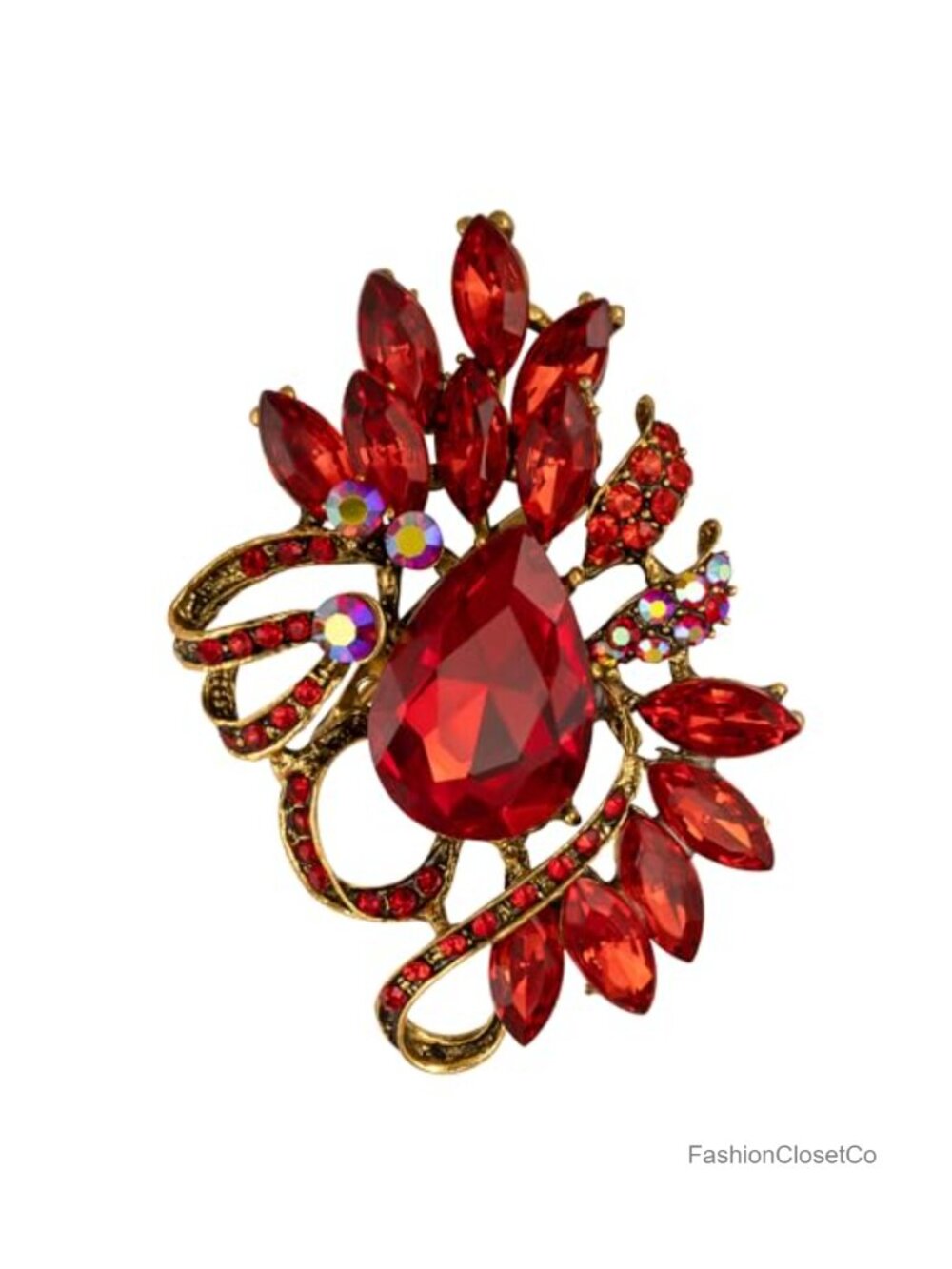 Rhinestone Leaf Brooch Pin Statement Dress Jewelry Accessory